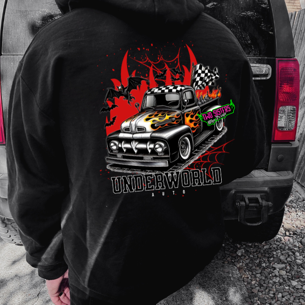 Underworld Auto with Truck (BACK GRAPHIC) - Black Te, Sweatshirt, or Hoodie