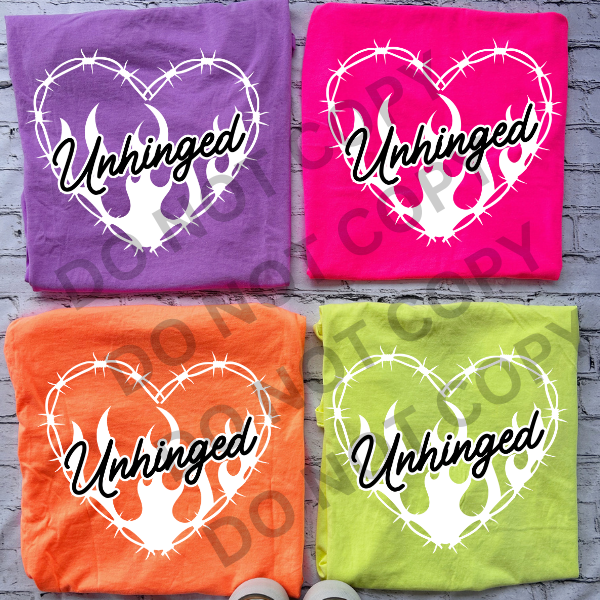 Unhinged - Barbed Wire Heart Shape – Neon Comfort Colors Tee