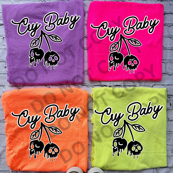 Cry Baby - Cherries - Neon Comfort Colors Tee
