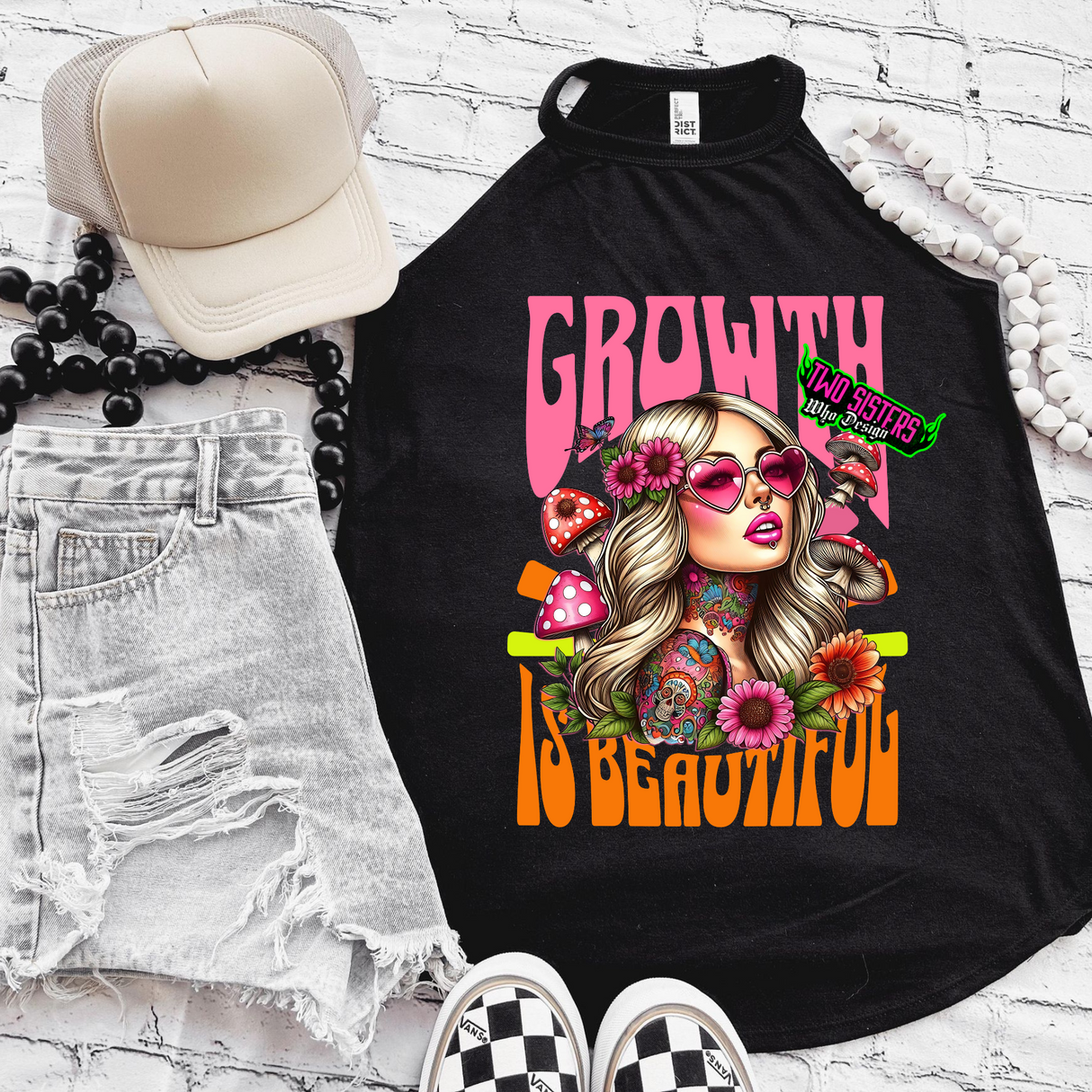 *EXCLUSIVE*Growth is Beautiful Rocker Tank or Black TShirt