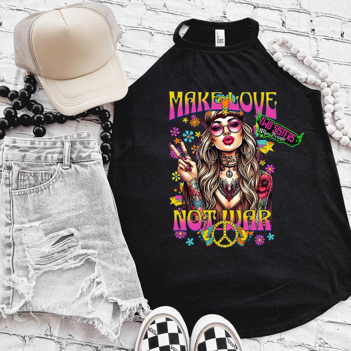 *EXCLUSIVE*Make Love Not War Rocker Tank or Black TShirt
