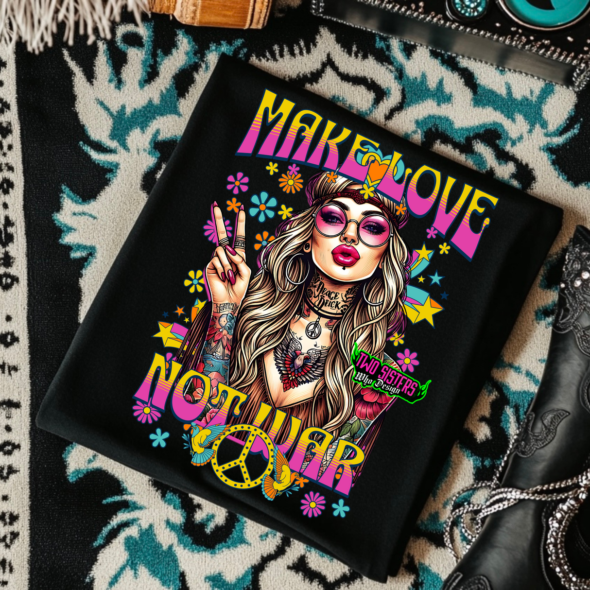 *EXCLUSIVE*Make Love Not War Rocker Tank or Black TShirt