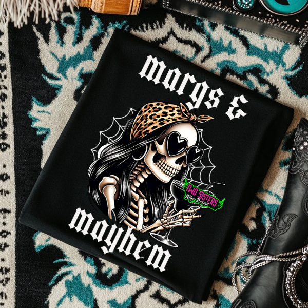 Margs & Mayhem - Coyote Brown or Black Mineral Wash or Black TShirt, Sweatshirt, Hoodie, or Zip Up Hoodie