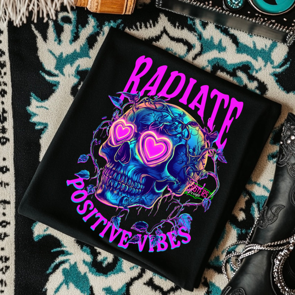 Radiate Positivity - CC Chambray or Blossom or Black Mineral Wash or Black Rocker Tank TShirt, Sweatshirt, Hoodie, or Zip Up Hoodie