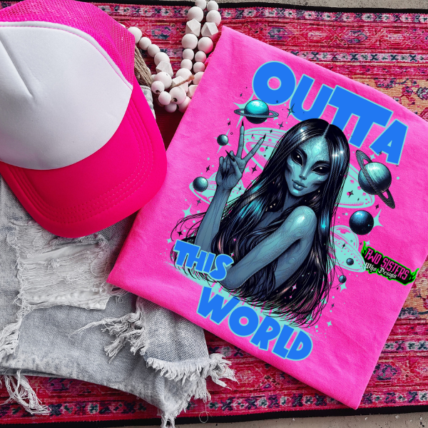 Out of this World - Alien Vibes - CC Neon Pink or Black Mineral Wash or Black Rocker Tank, TShirt, Sweatshirt, Hoodie, or Zip Up Hoodie