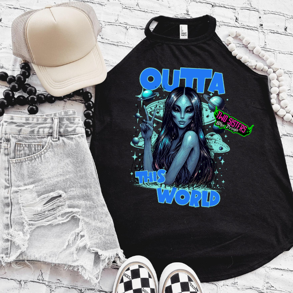 Out of this World - Alien Vibes - CC Neon Pink or Black Mineral Wash or Black Rocker Tank, TShirt, Sweatshirt, Hoodie, or Zip Up Hoodie
