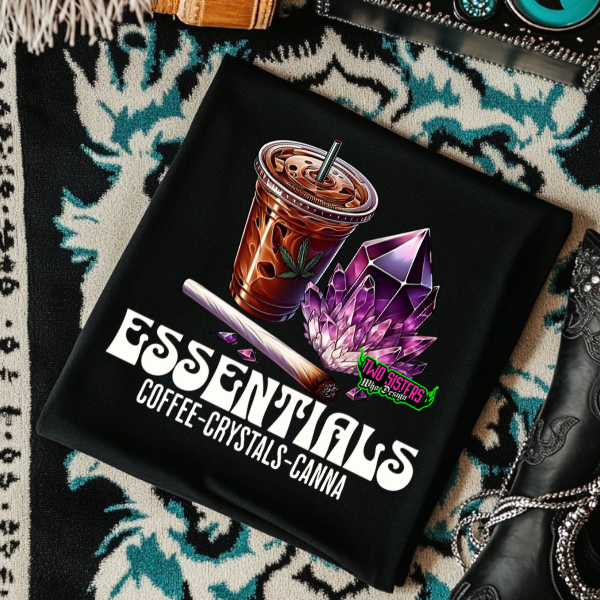 Coffee, Crystals, & Canna - 420 Friendly - Coyote Brown, Black Mineral Wash or Black Rocker Tank, TShirt, Sweatshirt, Hoodie, or Zip Up Hoodie