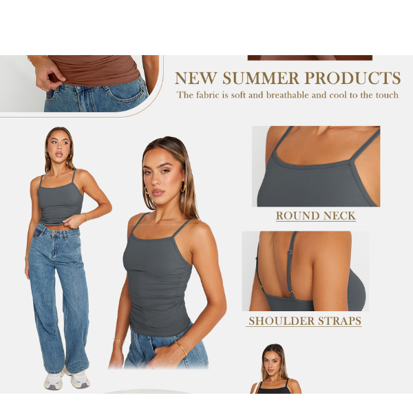 "Growth is Growth, We All Grow At Our Own Pace" Light Blue Spaghetti Strap Tank Top + Blue Gingham Plaid Shorts - Matching Set - Add Notes For Different Size Top & Bottom