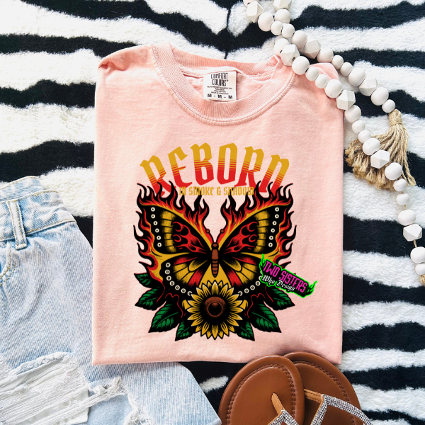 Reborn of Smoke and Shadows - Butterfly & Positive Affirmation - CC Peach TShirt