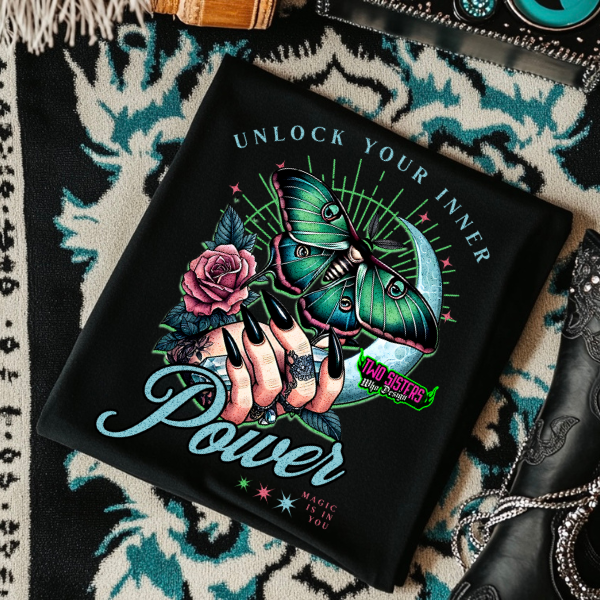 *EXCLUSIVE* Unlock Your Inner Power - Butterfly & Crystals - Black Mineral Wash or Black Rocker Tank, TShirt, Sweatshirt, Hoodie, or Zip Up Hoodie