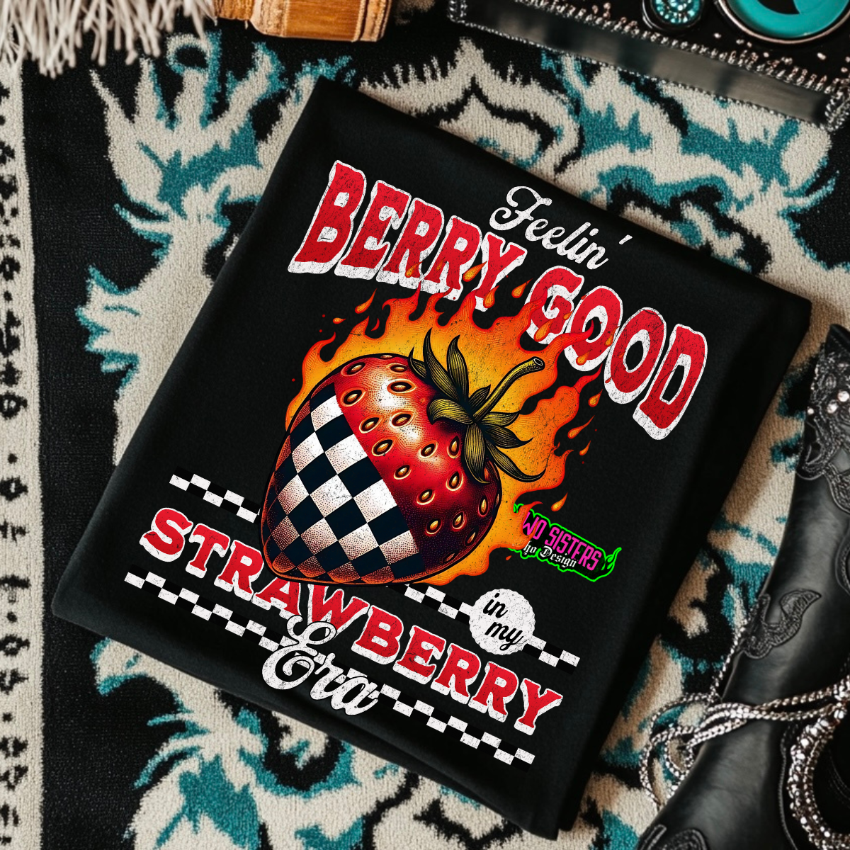 Feeling Berry Good, In My Strawberry Era - Black Mineral Wash TShirt, Black Rocker Tank, Sweatshirt, Hoodie, or Zip Up Hoodie | Trucker Hat | Charcoal Shorts