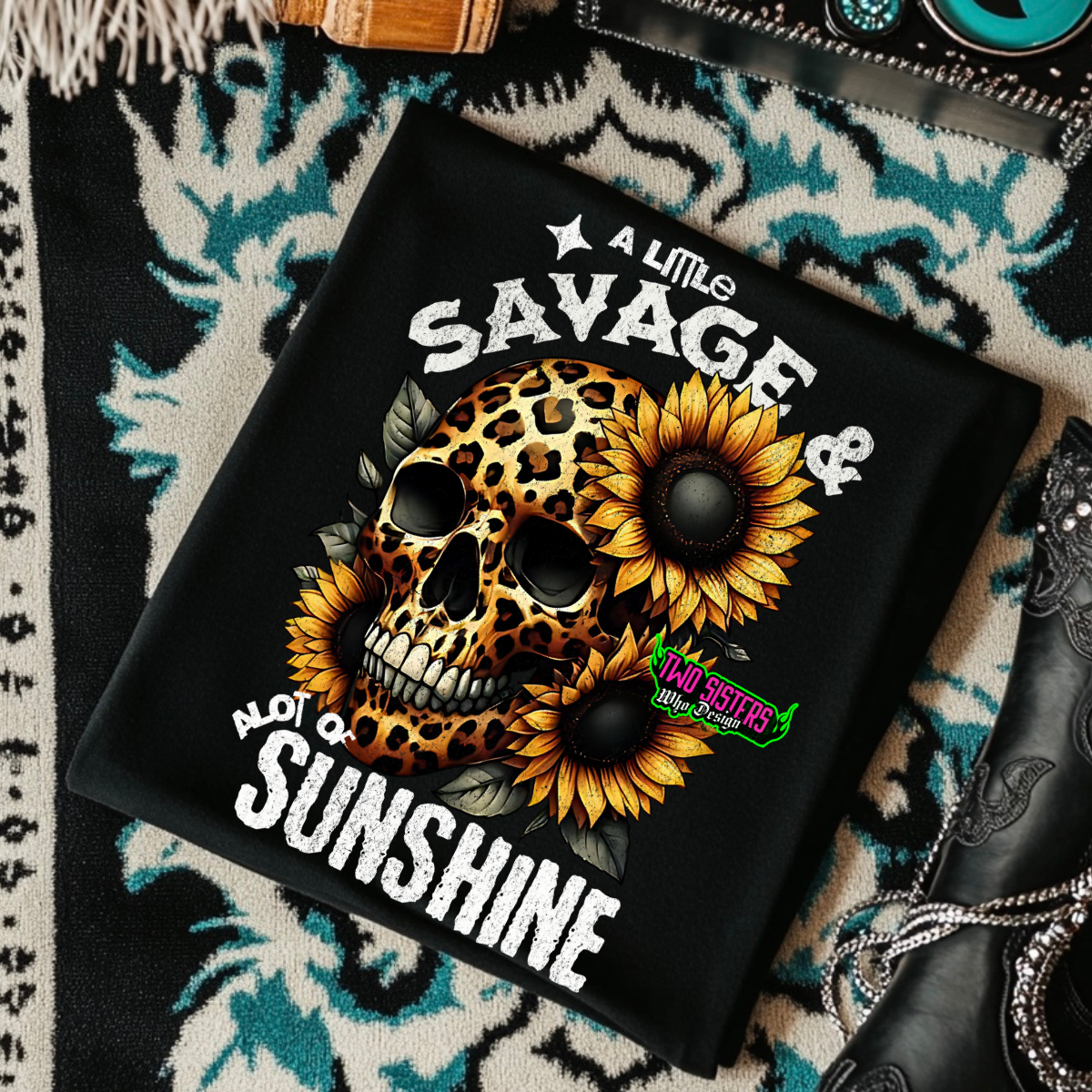 A Little Savage & A lot of Sunshine - Black Mineral Wash TShirt, Black Rocker Tank, Sweatshirt, Hoodie, or Zip Up Hoodie | Trucker Hat | Charcoal Shorts