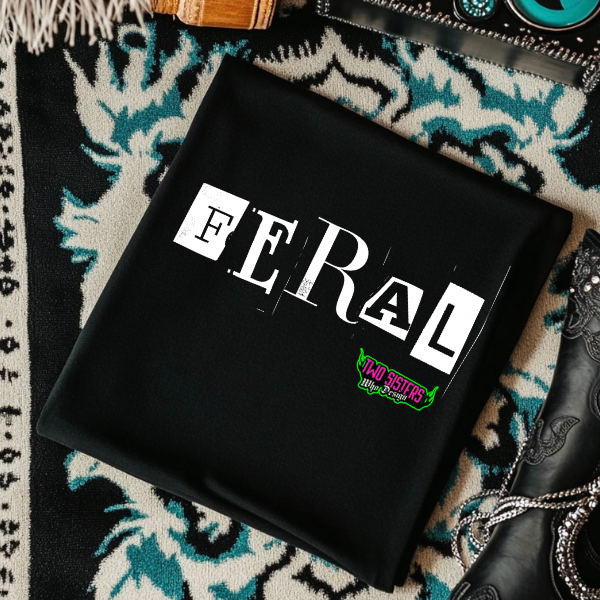 *EXCLUSIVE*FERAL TYPOGRAPHRY - Black Mineral Wash TShirt, Black Rocker Tank, Sweatshirt, Hoodie, or Zip Up Hoodie | Trucker Hat | Charcoal Shorts