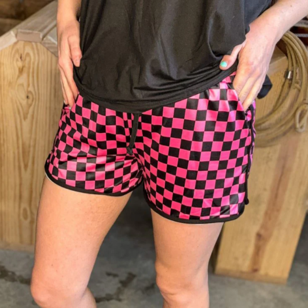 Wait on Me Hot Pink & Checkered Shorts