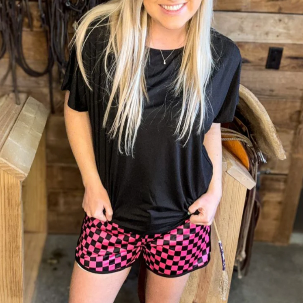 Wait on Me Hot Pink & Checkered Shorts