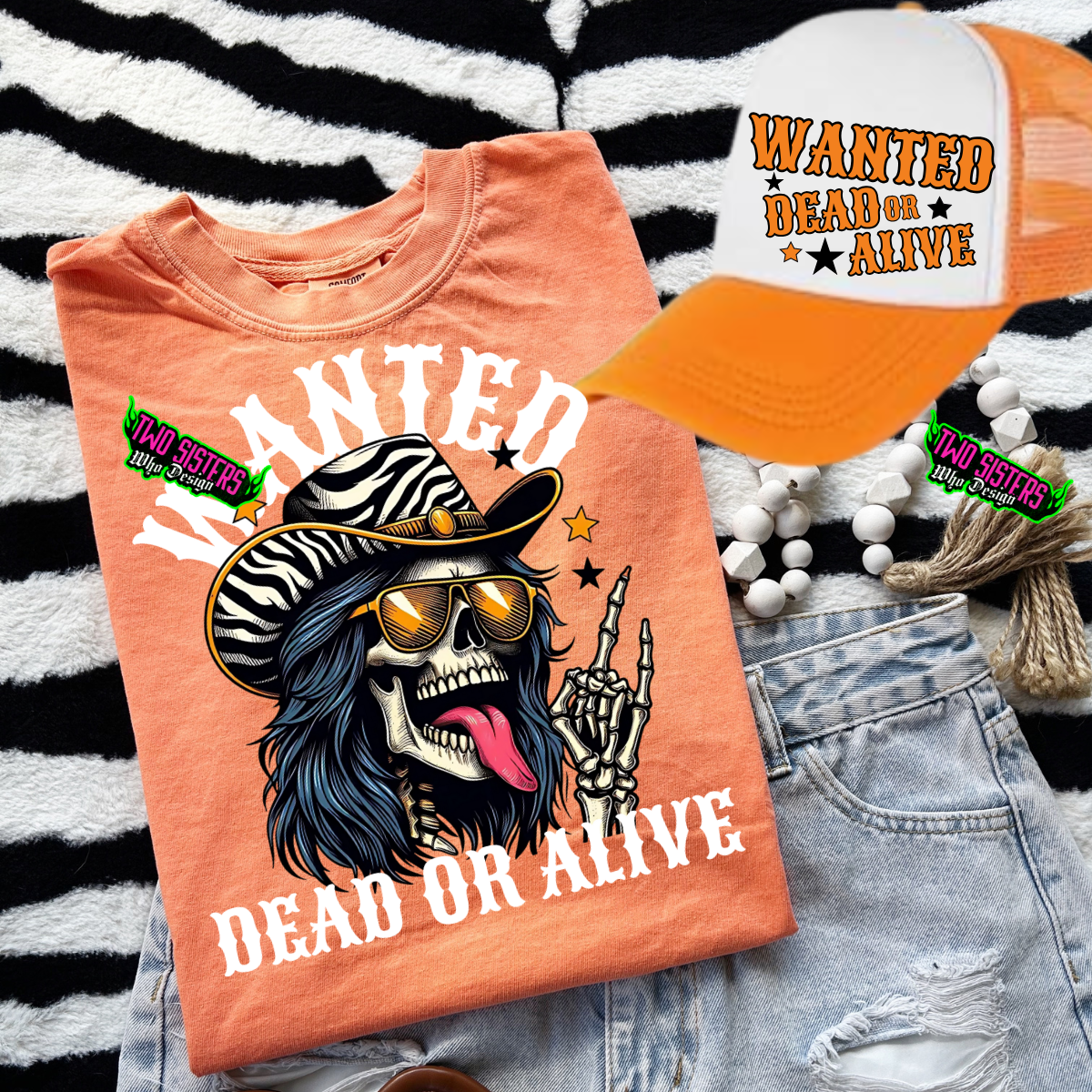 Wanted Dead or Alive Neon Orange + Trucker Hat - Buy as Set or Individually
