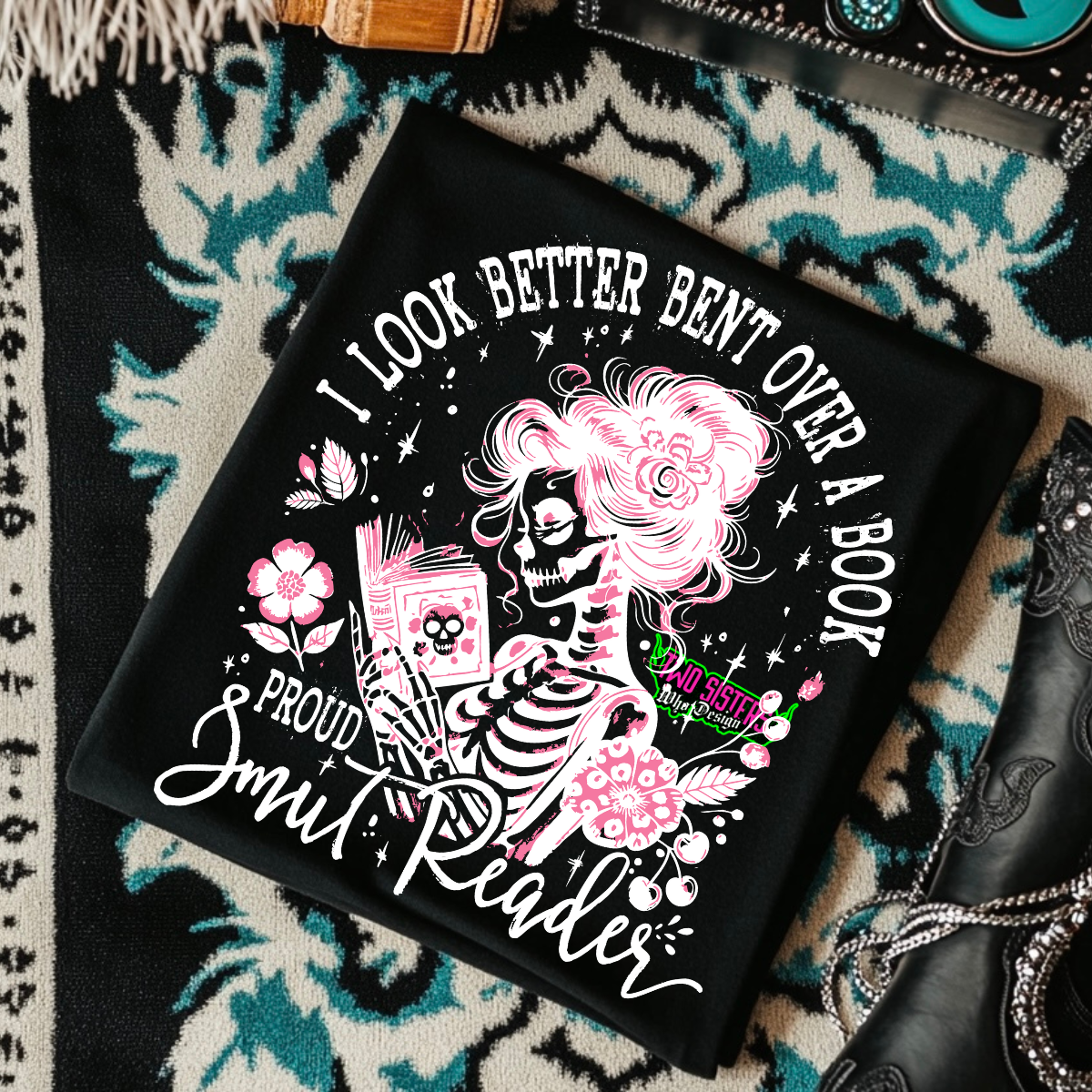 I Look Better Bent Over a Book - Smut Reader - Black Mineral Wash or Black Rocker Tank, TShirt, Sweatshirt, Hoodie, or Zip Up Hoodie