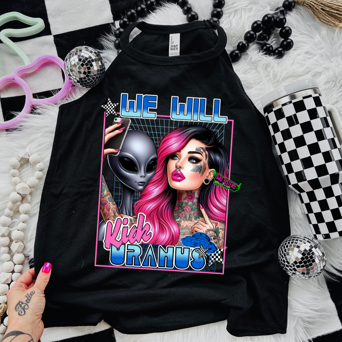 *EXCLUSIVE*We Will Kick Uranus - Black Mineral Wash TShirt, Black Rocker Tank, Sweatshirt, Hoodie, or Zip Up Hoodie