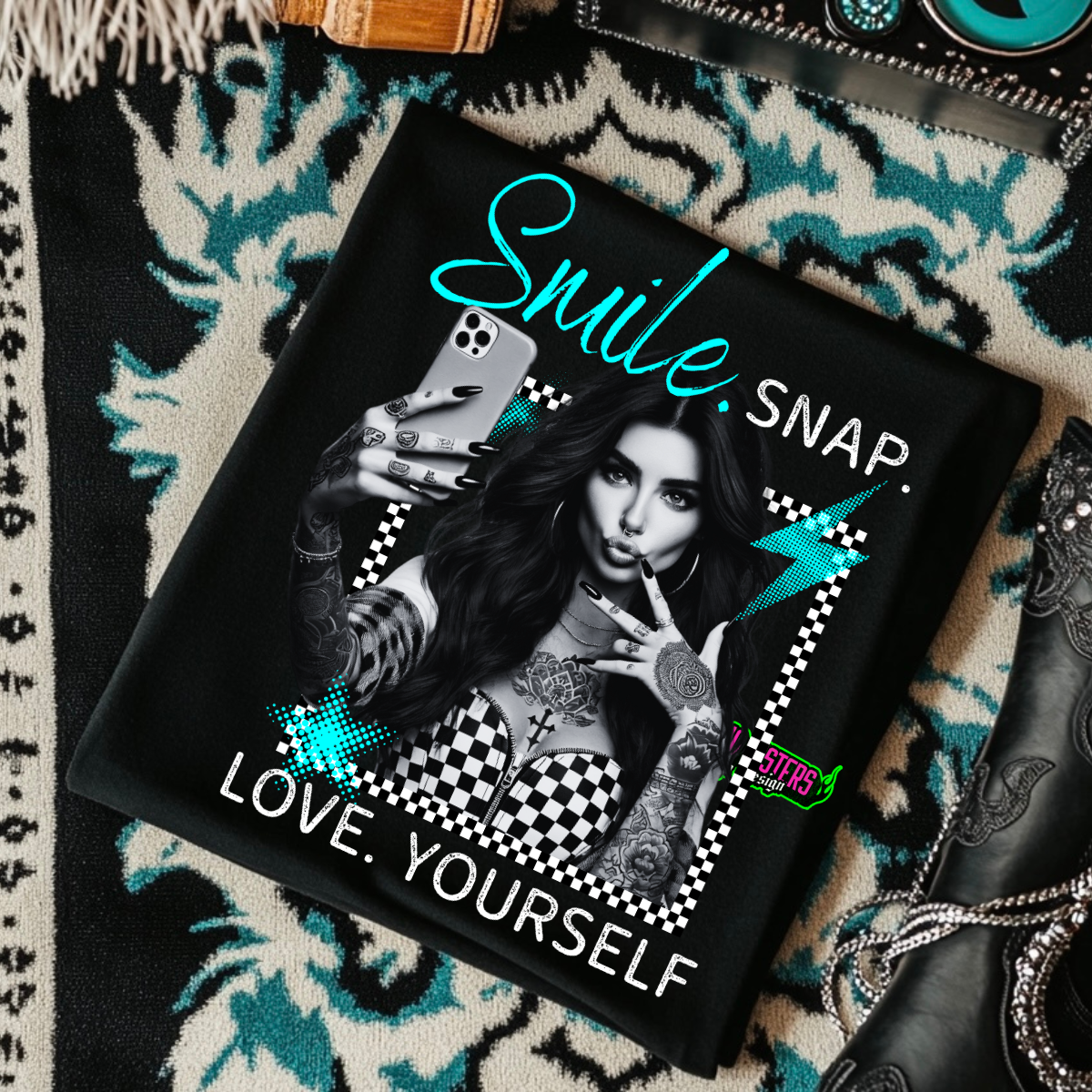 *LIMITED EDITION* Bundle of FIVE *CLEAN* Black & White with Pop of Color + FIVE Trucker Hats