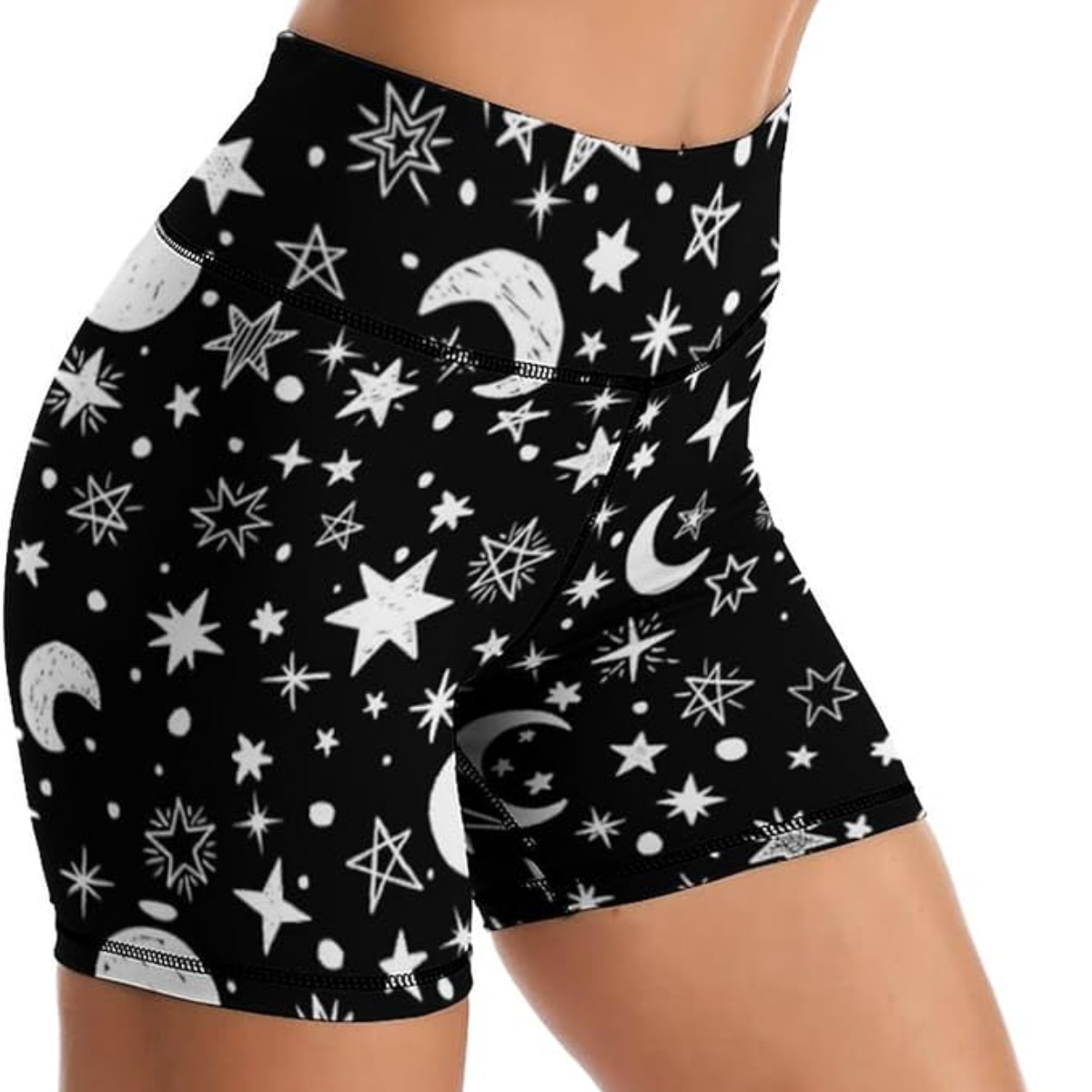 Stars, Moon, and Celestial Biker Shorts