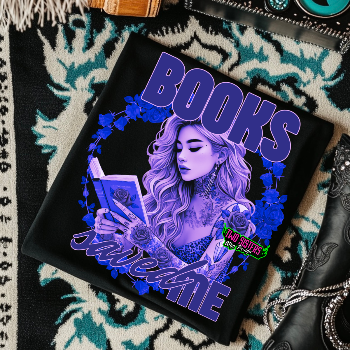 *EXCLUSIVE*Books Save Me - Black Mineral Wash TShirt, Black Rocker Tank, Sweatshirt, Hoodie, or Zip Up Hoodie