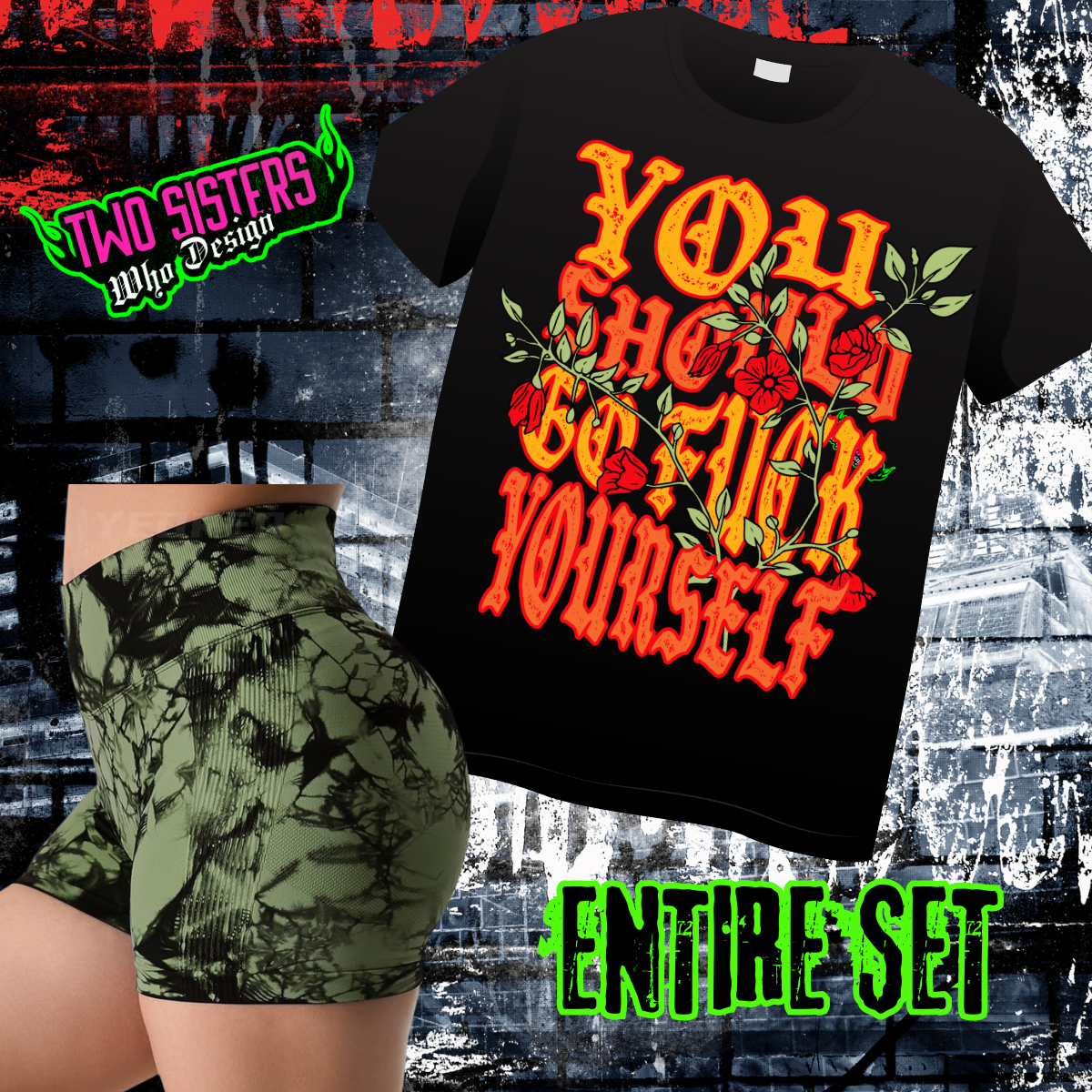 *EXCLUSIVE*You Should Go F*ck yourself Army Green Biker Short Bundle + Bonus Trucker Hat (if applicable)