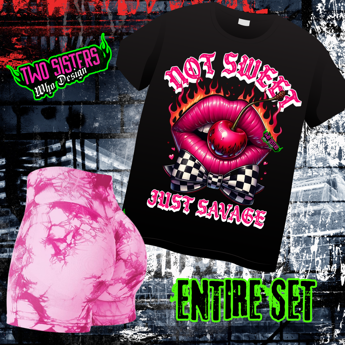 Not Sweet, Just Savage Pink Biker Short Bundle + Bonus Trucker Hat (if applicable)