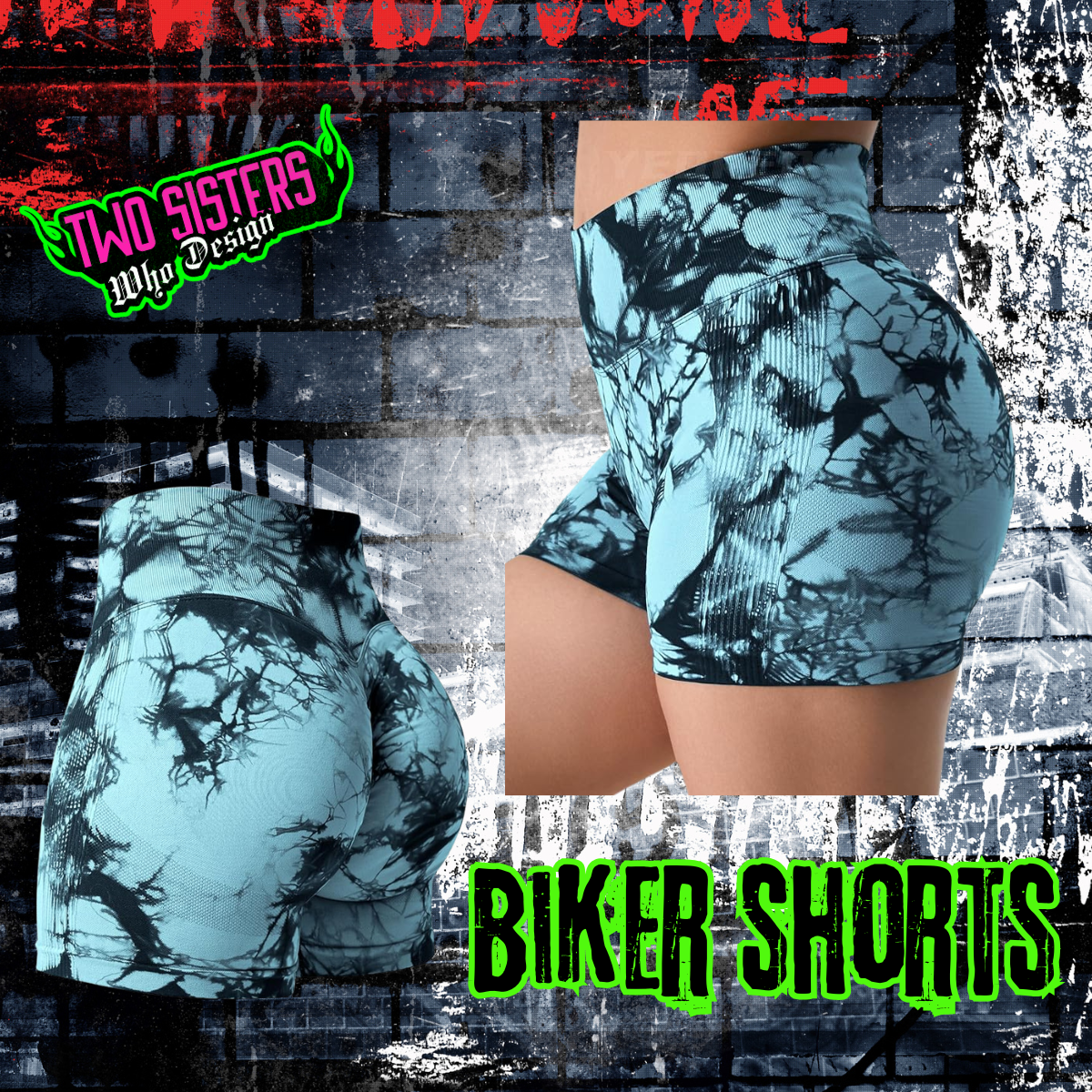 Ice Blue Tie Dye Biker Shorts