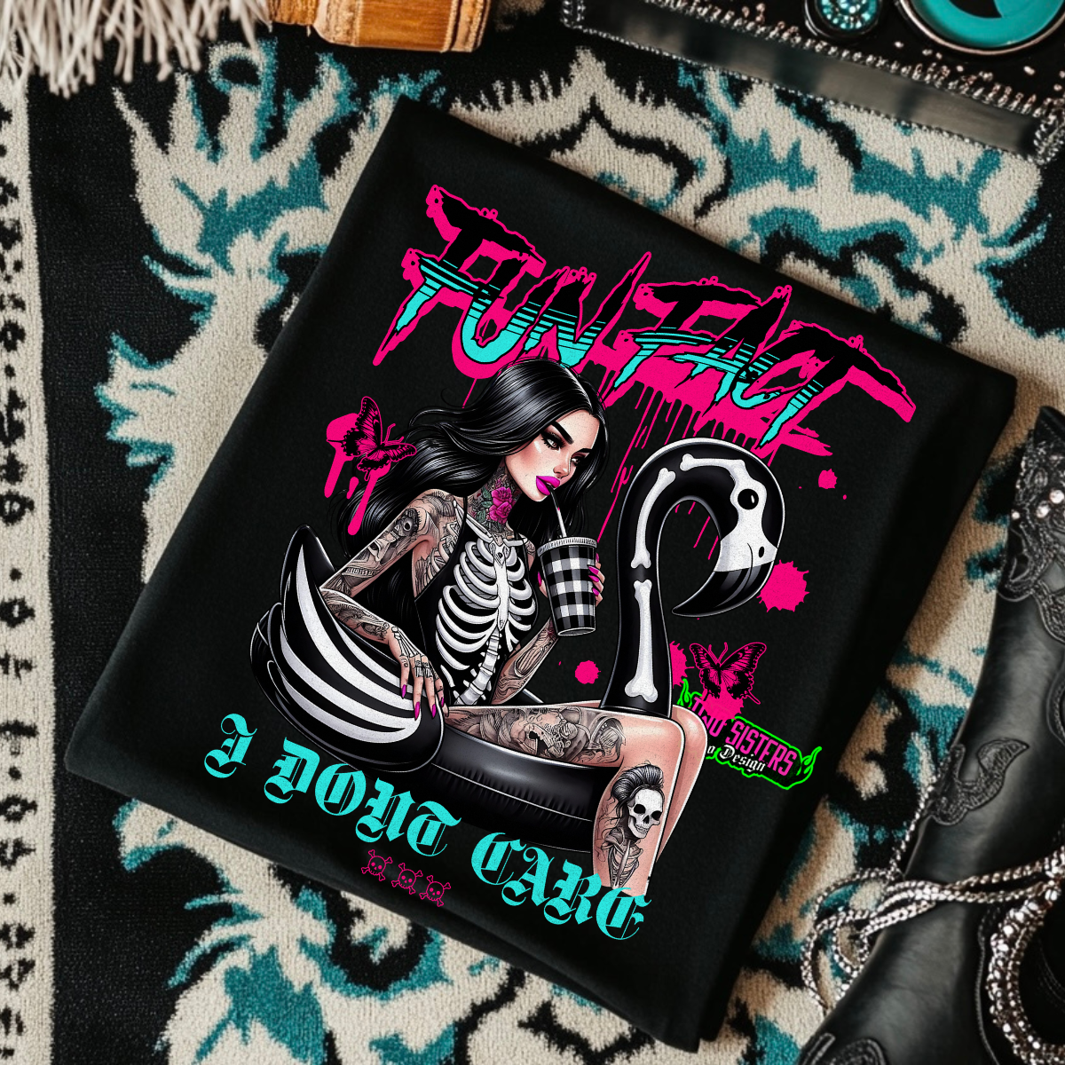 Fun Fact, I Don't Care - Black Mineral Wash TShirt, Black Rocker Tank, Sweatshirt, Hoodie, or Zip Up Hoodie