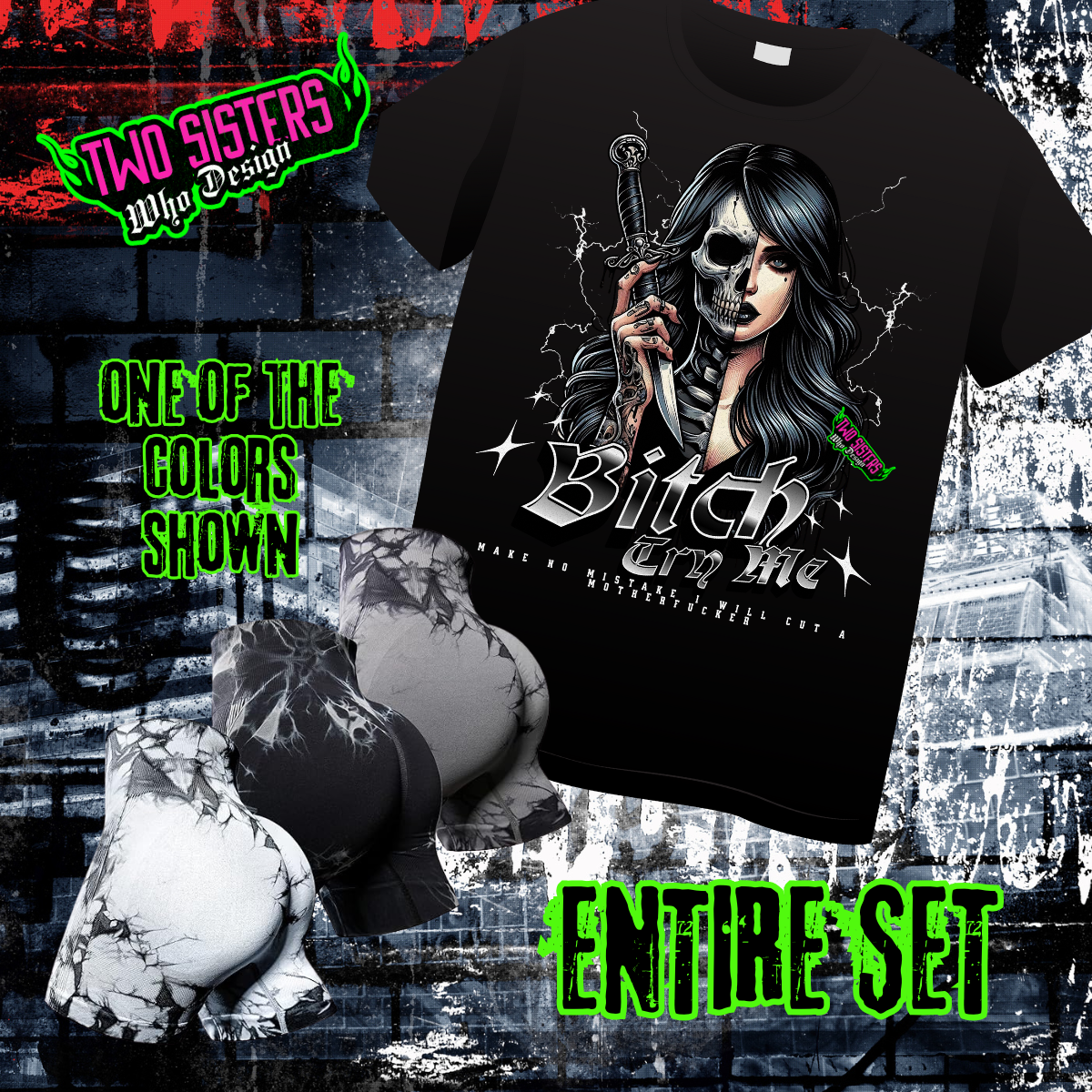 LIMITED EDITION: Bitch Try Me Graphic TShirt + Biker Short Bundle
