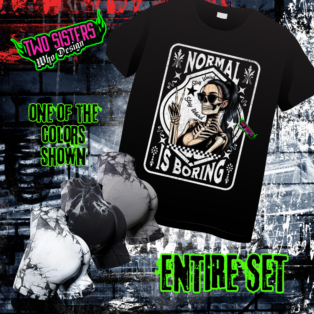 LIMITED EDITION: Normal is Boring, Stay Weird Graphic TShirt + Biker Short Bundle
