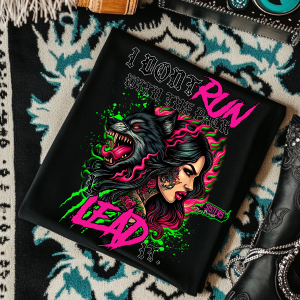 *EXCLUSIVE* I Don't Run with The Pack, I Lead It - Black Mineral Wash TShirt, Black Rocker Tank, Sweatshirt, Hoodie, or Zip Up Hoodie