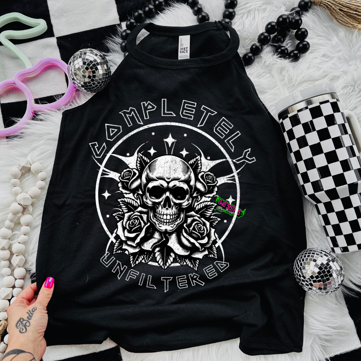 Completely Unfiltered - Black Mineral Wash TShirt, Black Rocker Tank, Sweatshirt, Hoodie, or Zip Up Hoodie