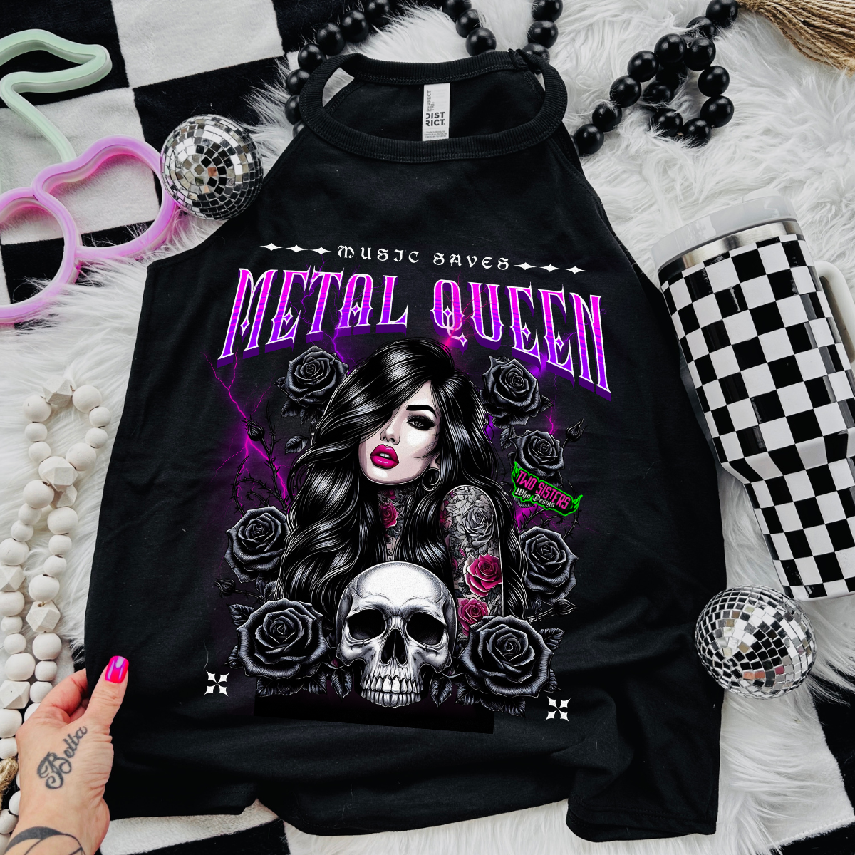 Music Saves - Metal Queen - Purple - Black Mineral Wash TShirt, Black Rocker Tank, Sweatshirt, Hoodie, or Zip Up Hoodie