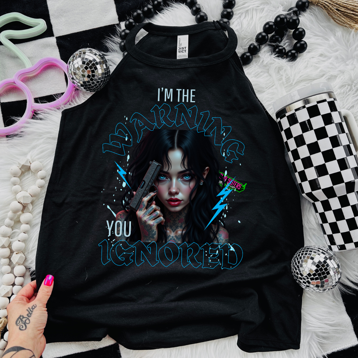 *EXCLUSIVE*I'm The Warning You Ignored - Black Mineral Wash TShirt, Black Rocker Tank, Sweatshirt, Hoodie, or Zip Up Hoodie