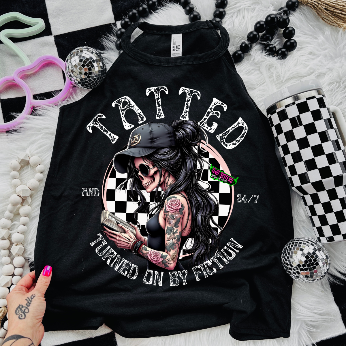 *EXCLUSIVE* Tatted & Turned On By Fiction 24/7 - Black Mineral Wash TShirt, Black Rocker Tank, Sweatshirt, Hoodie, or Zip Up Hoodie