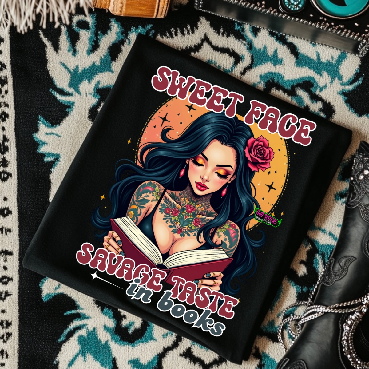*EXCLUSIVE*Sweet Savage Taste (In Books) - Black Mineral Wash TShirt, Black Rocker Tank, Sweatshirt, Hoodie, or Zip Up Hoodie