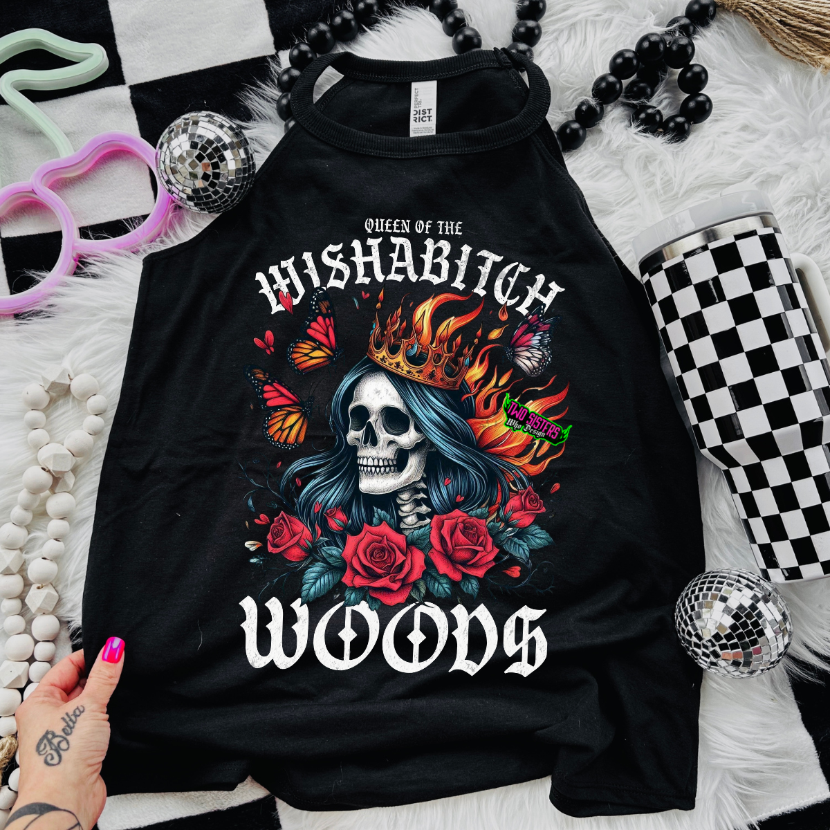 Queen of the Wishabitch Woods - Black Mineral Wash TShirt, Black Rocker Tank, Sweatshirt, Hoodie, or Zip Up Hoodie