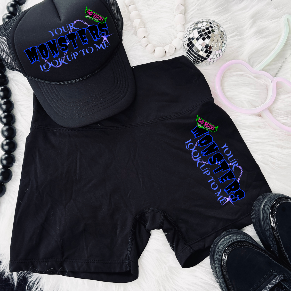 LIMITED EDITION: I Am What Nightmares Envy Racerback Tank Top + Biker Shorts + Trucker Hat Bundle
