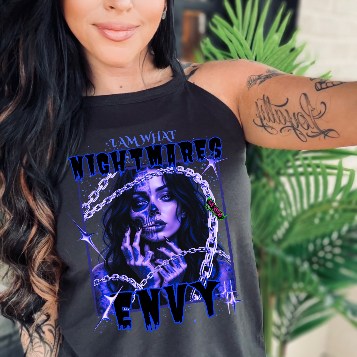 LIMITED EDITION: I Am What Nightmares Envy Racerback Tank Top + Biker Shorts + Trucker Hat Bundle