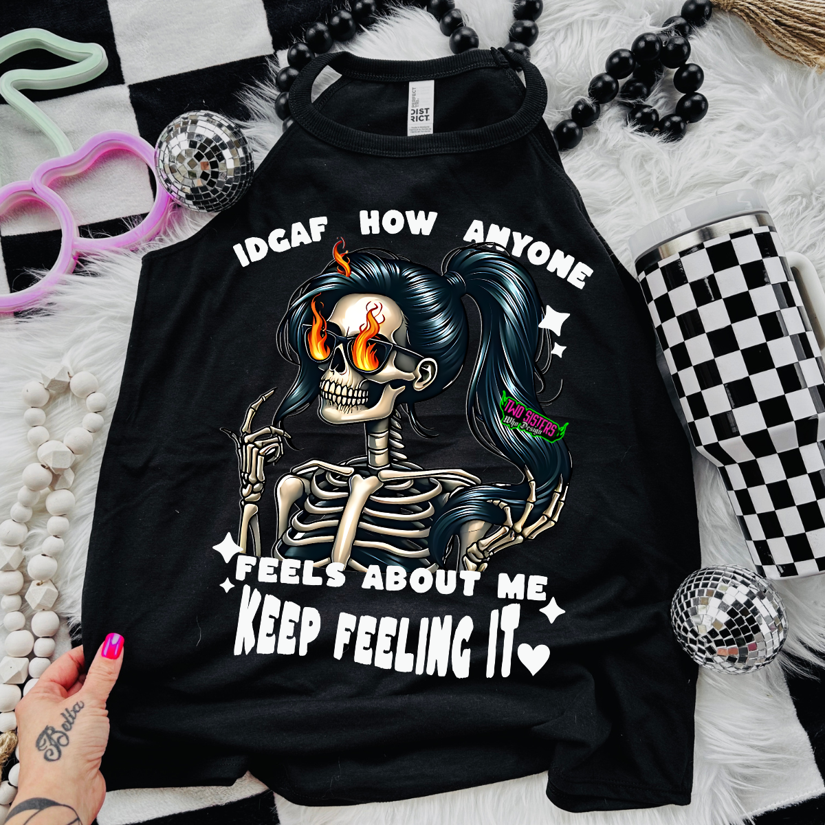 IDAGAF How Anyone Feels About Me, Keep Feeling It - Black Mineral Wash TShirt, Black Rocker Tank, Sweatshirt, Hoodie, or Zip Up Hoodie