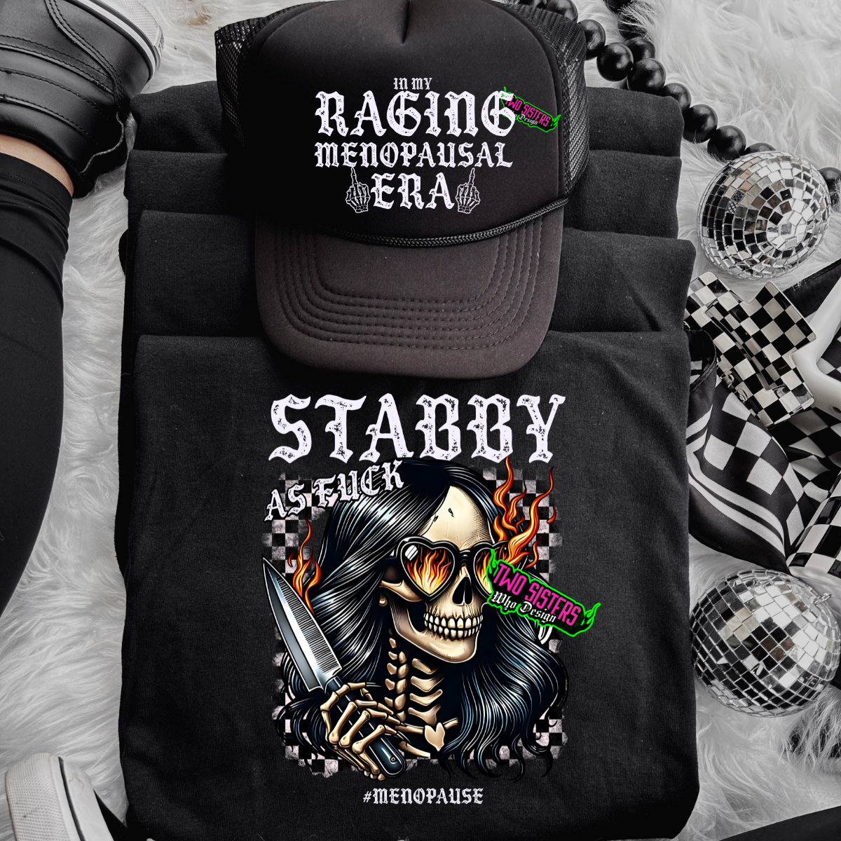 Stabby as Fuck #menapause - Black Mineral Wash TShirt, Black Rocker Tank, Sweatshirt, Hoodie, or Zip Up Hoodie + FREE TRUCKER HAT