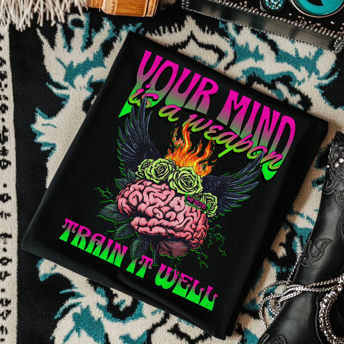 Your Mind is A Weapon, Train it Well - Black Mineral Wash TShirt, Black Rocker Tank, Sweatshirt, Hoodie, or Zip Up Hoodie