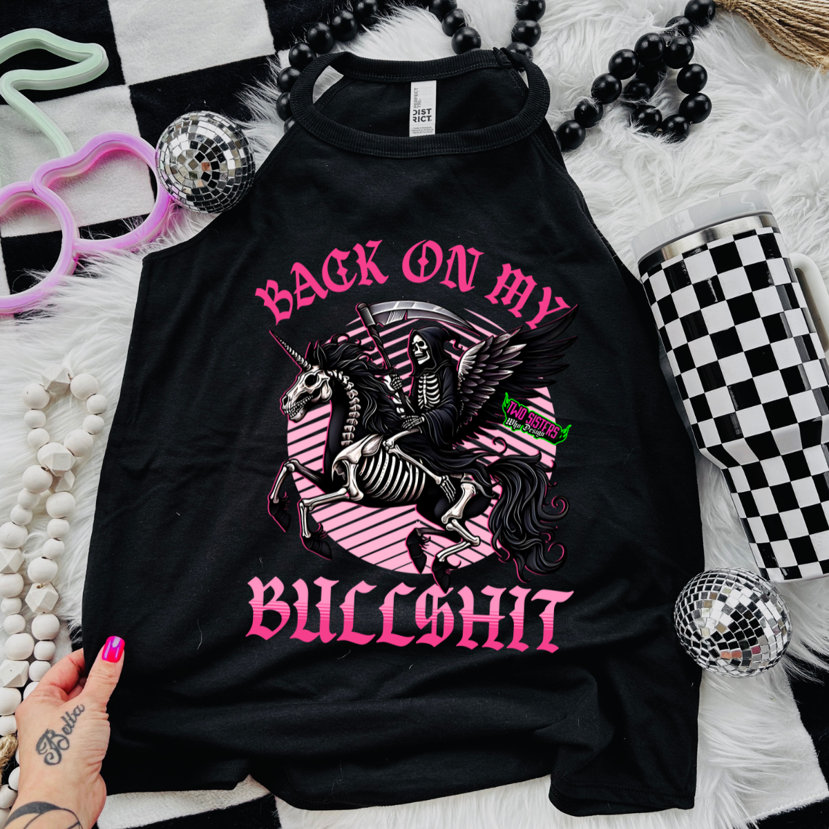 Back on My Bullshit - Black Mineral Wash TShirt, Black Rocker Tank, Sweatshirt, Hoodie, or Zip Up Hoodie