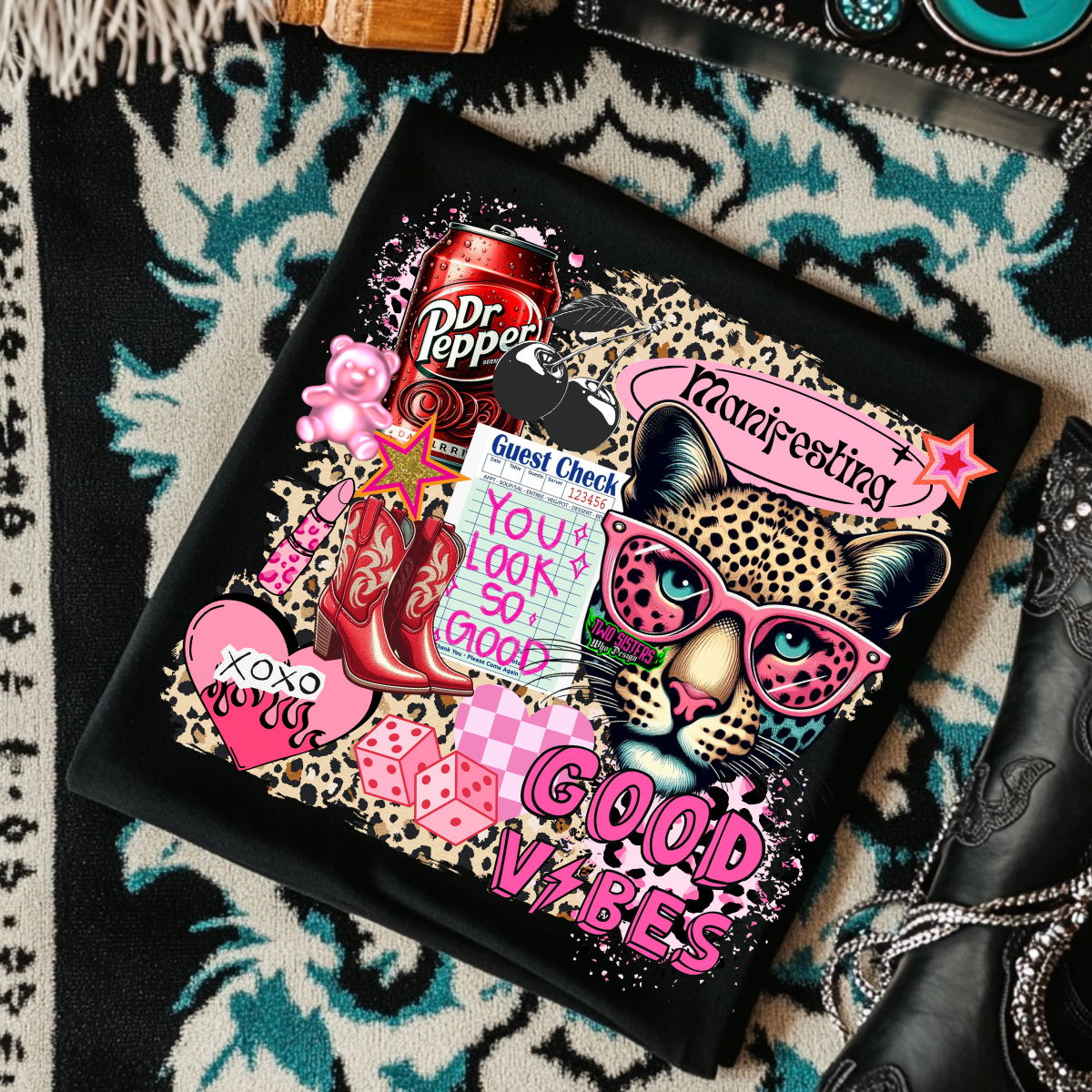Manifesting Pink Collage with Leopard - Neon Pink or Black