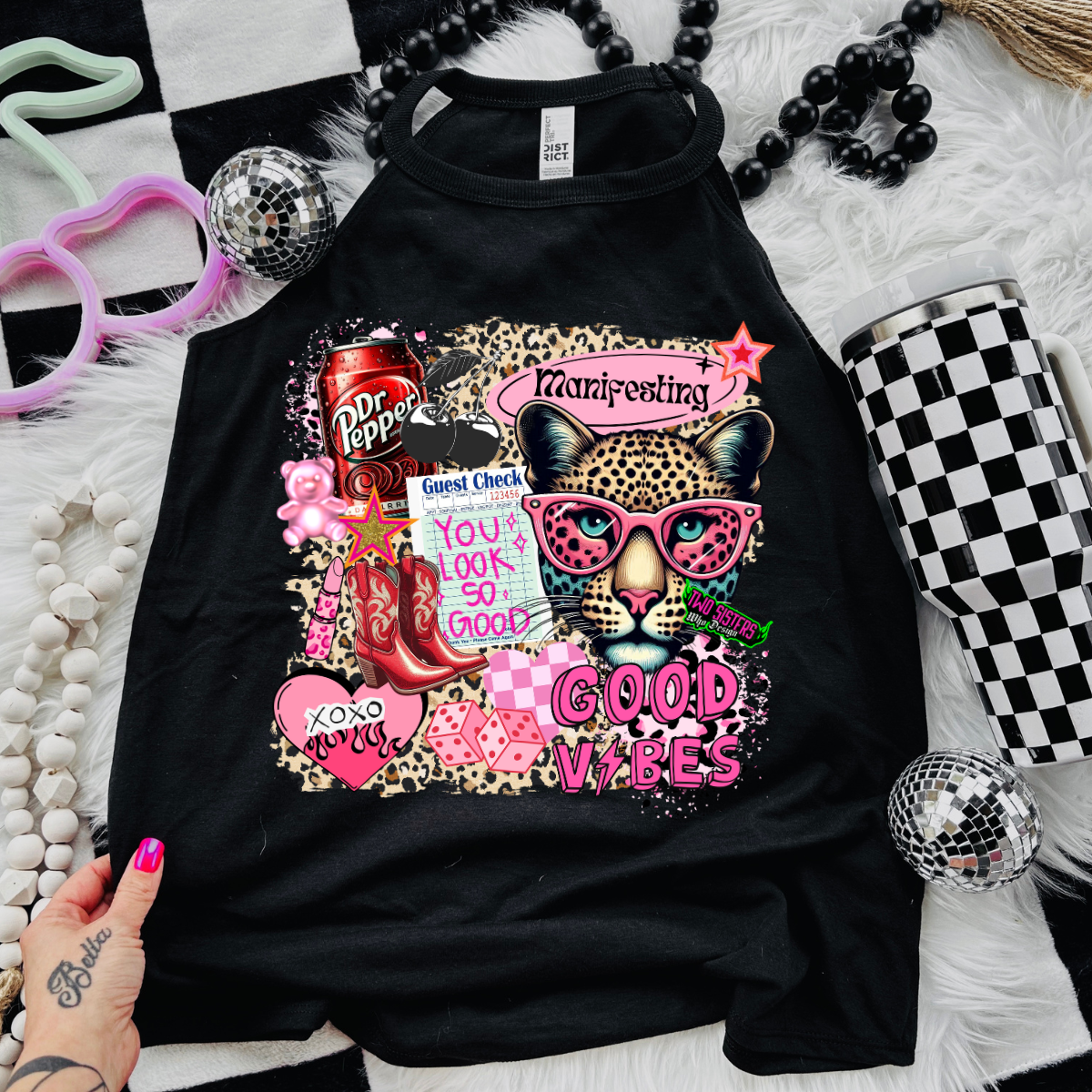 Manifesting Pink Collage with Leopard - Neon Pink or Black