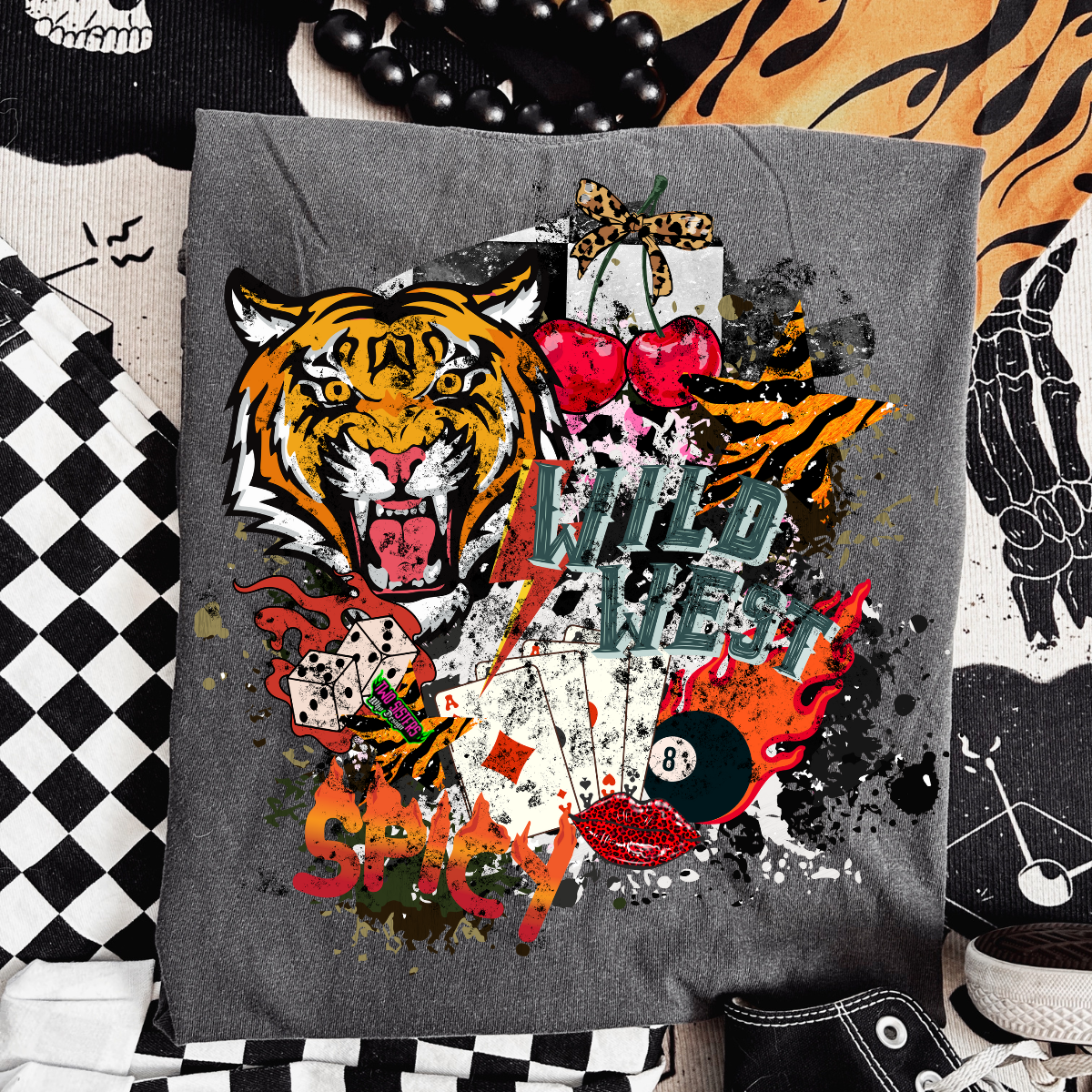 Wild West & Spicy Tiger Collage Mineral Wash or Pepper or Black