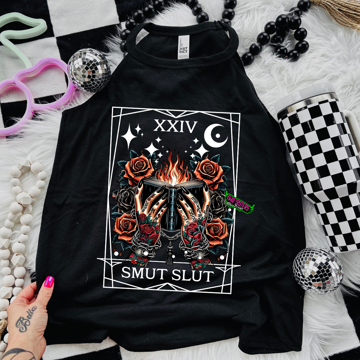 Smut Slut Witches Hand XXIV- Black Mineral Wash TShirt, Black Rocker Tank, Sweatshirt, Hoodie, or Zip Up Hoodie