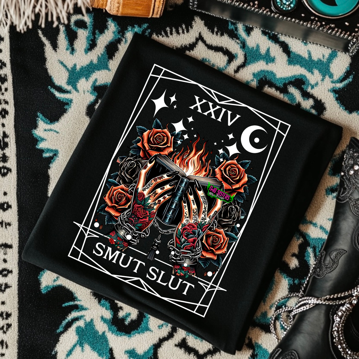 Smut Slut Witches Hand XXIV- Black Mineral Wash TShirt, Black Rocker Tank, Sweatshirt, Hoodie, or Zip Up Hoodie