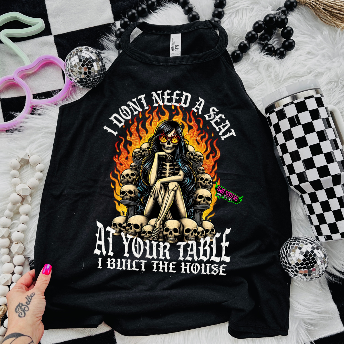 I Don't Need A Seat At Your Table, I Built the House - Black Mineral Wash TShirt, Black Rocker Tank, Sweatshirt, Hoodie, or Zip Up Hoodie